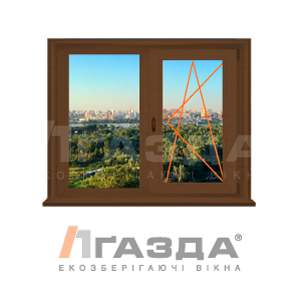 Двухстворчатое окно (ламинация под дерево)